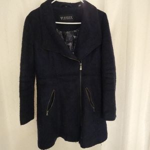 Guess long winter coat in Size M.  Wool/Poly blend in Black.